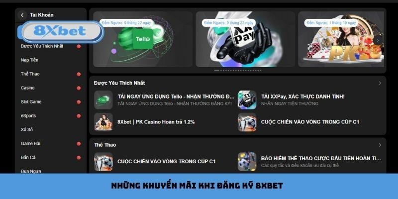 Những khuyến mãi khi đăng ký 8xbet