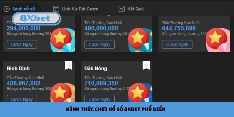 Hình thức chơi xổ số 8xbet phổ biến